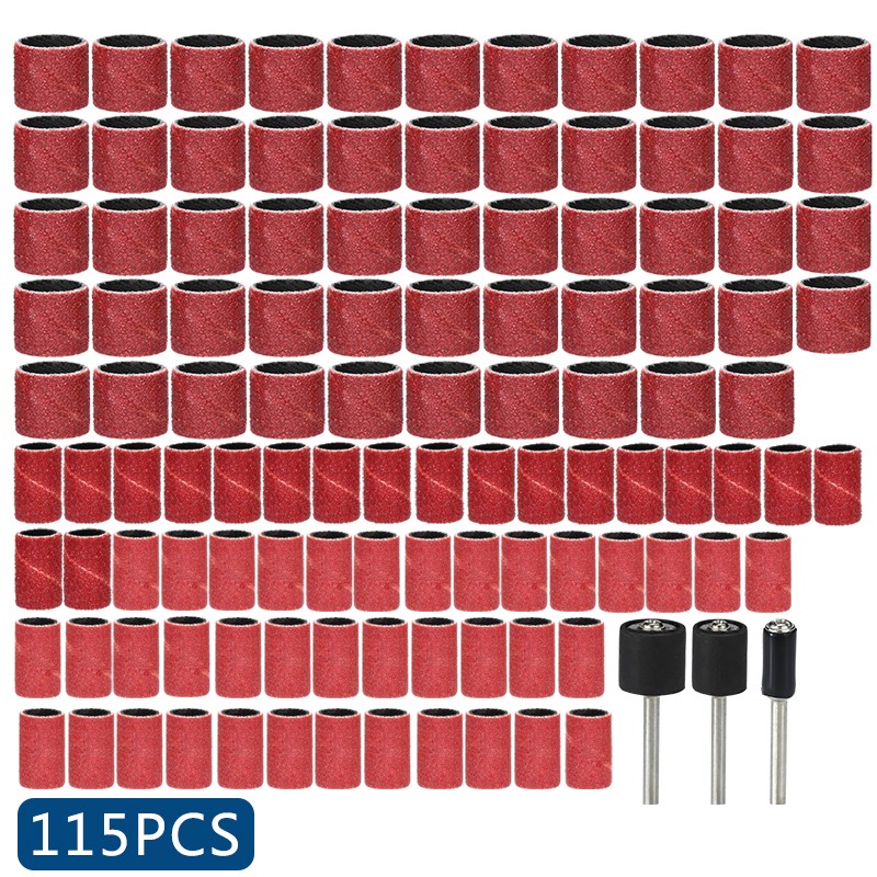 XCAN Abrasive Disc 115 Pieces Grit 60 120 320 1/4 1/2 Inch Sanding Drum Kit With Sanding Mandrel Zirconium Sanding Fit Dremel Rotary Tool