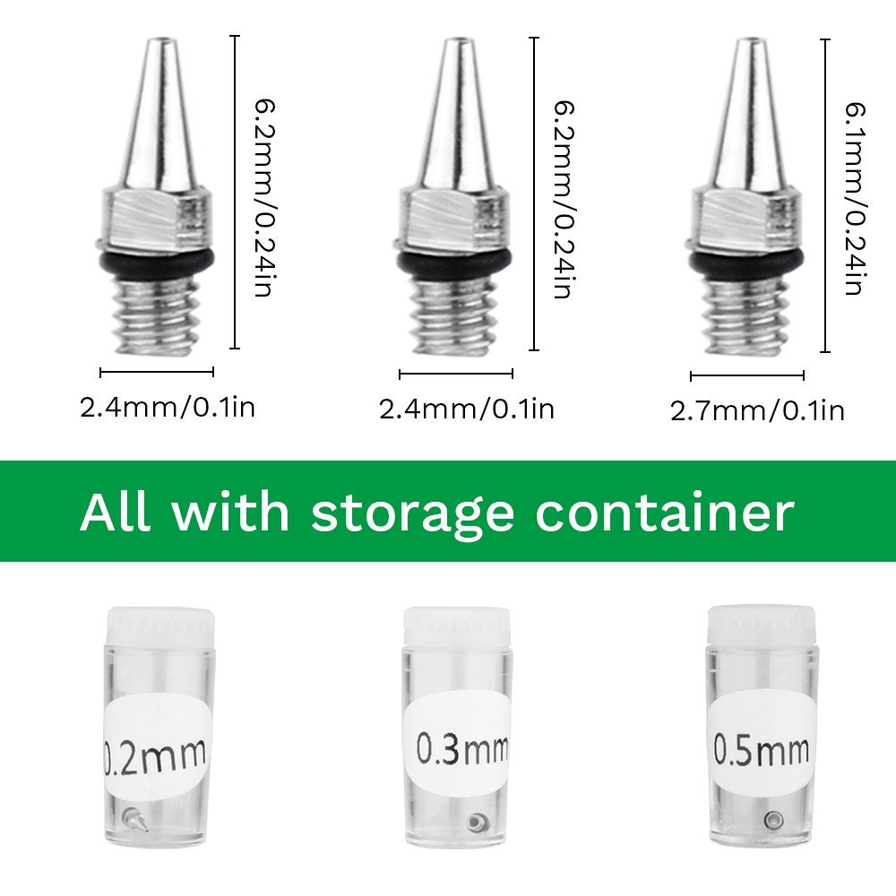 0.2mm, 0.3mm, 0.5mm Airbrush Nozzle Airbrush Needle Nozzle Cover Replacement Parts For Airbrush Spray Gun Sprayer Accessories