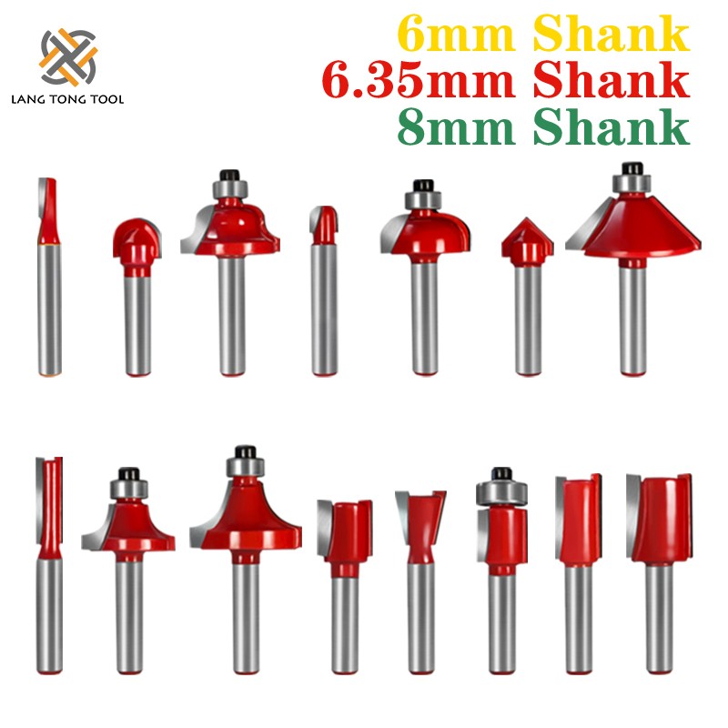 6mm/6.35mm/8mm15Pc Router Bit Set Trimming Bit Straight Milling Cutter Bit Wood Tungsten Carbide Cutting Woodworking LT027