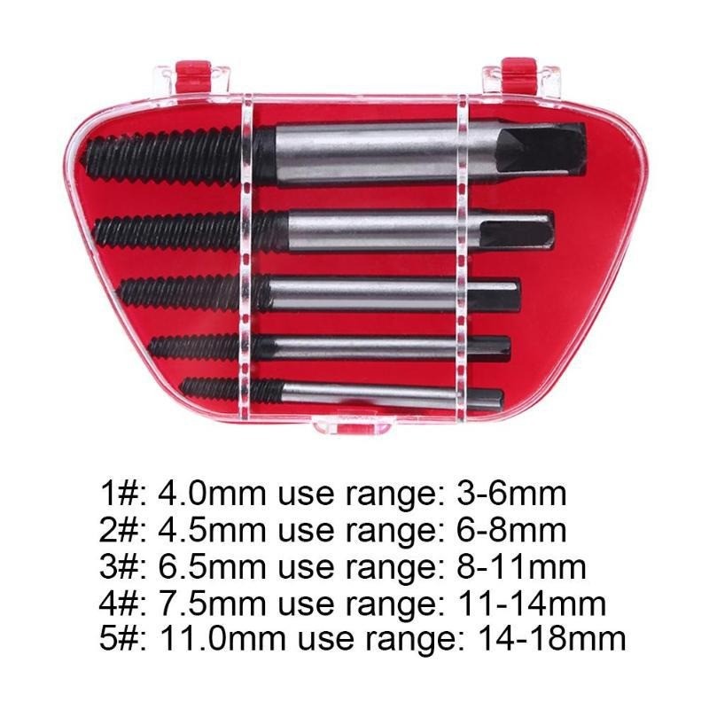 5 قطعة/المجموعة برغي النازع مجموعة التالفة المسمار أداة إزالة الصواميل s مع حقيبة للتخزين المسمار استخراج أداة الترباس مزيل مسامير أداة إزالة الصواميل