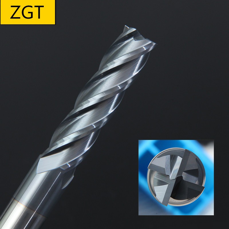 ZGT Endmills Alloy Tungsten Carbide Steel Milling Cutter End Mill HRC50 4 Flute 4mm 6mm 8mm 10mm 12mm Metal Cutter Metallurgy Tools