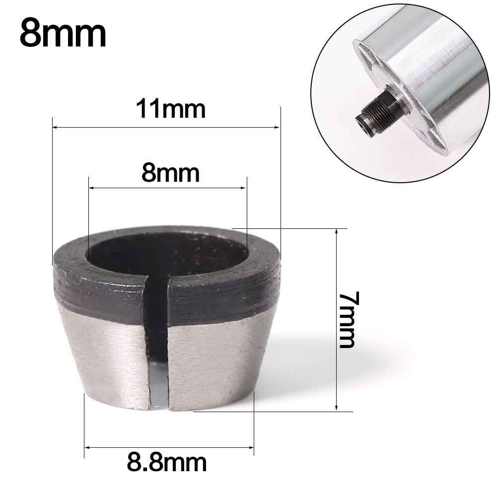 5pcs Collets Set 6.35mm 8mm 6mm Collet Chuck Drill Trimming Machine Electric Router Milling Cutter Accessories