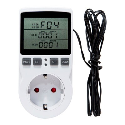 Digital temperature controller, EU socket, thermostat with timer, sensor, thermocouple probe