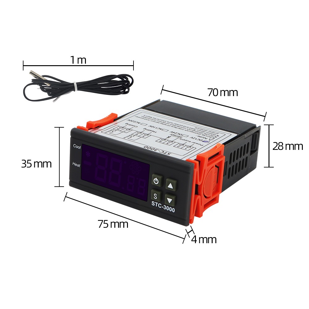 STC-3000 الرقمية متحكم في درجة الحرارة ترموستات منظم الحرارة درجة الحرارة الاستشعار التتابع التدفئة التبريد حاضنة 40% off