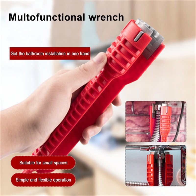 8 in 1 Washer Wrench Non-slip Washer Wrench Magic Sink Pipe Kit Wrench Plumbing Installation Spanner Wrench Repair Tools