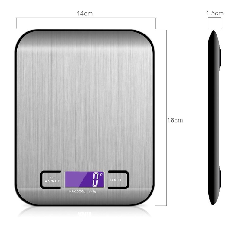 Digital Kitchen Scale 10kg/5000g 1g Multifunction Electronic Food Bread Gram Weight Scale Stainless Steel Backlit