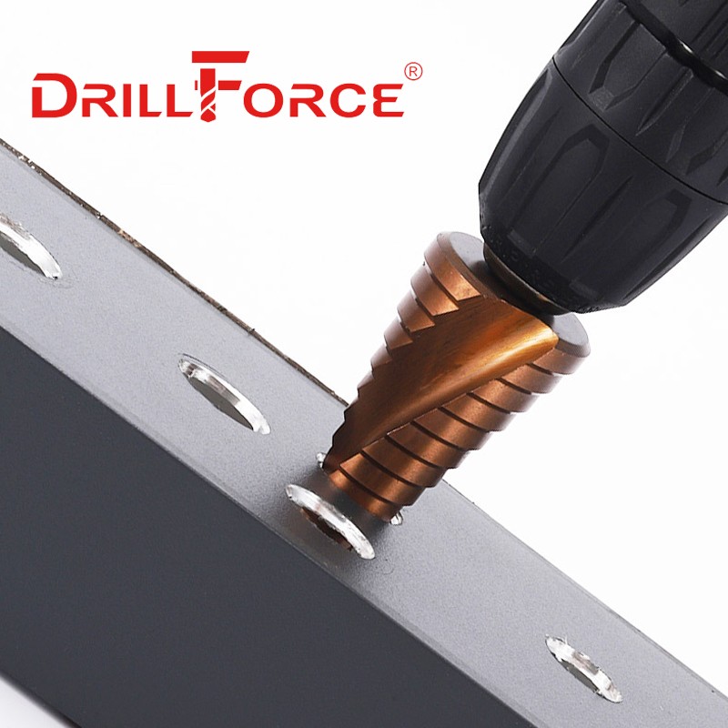 Drillforce M35 5% الكوبالت خطوة مثقاب الخشب HSSCO مخروط أداة معدنية ثقب القاطع 3-12/3-14/4-12/4-20/4-22/4-25/4-32/5-21/5-27/6-24 مللي متر