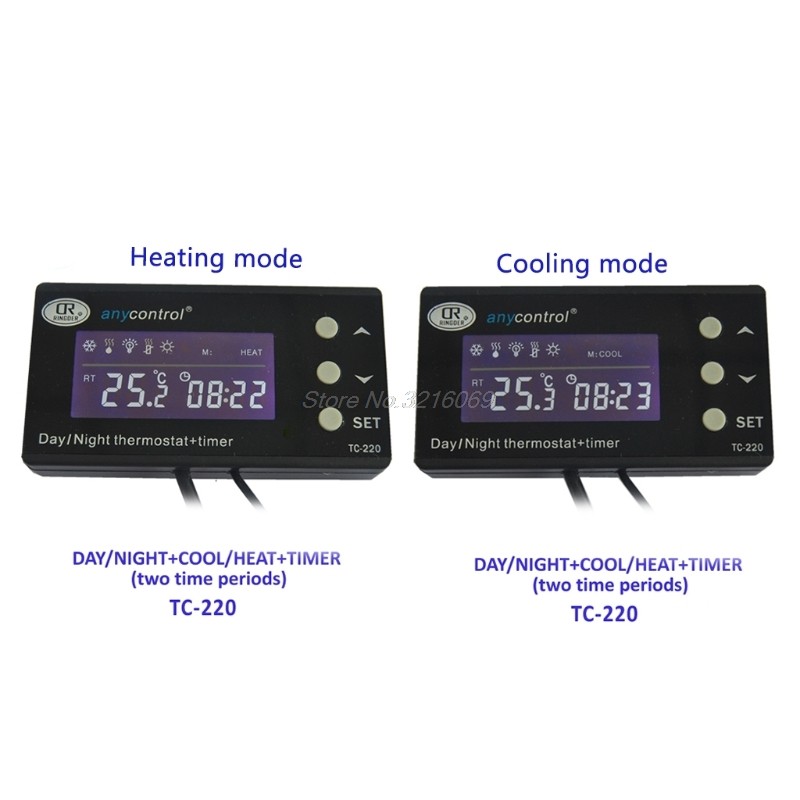 TC-220 0-50C Day/Night On Off Digital Reptile Thermostat With Timer Regulator Animal Amphibian Temperature Controller