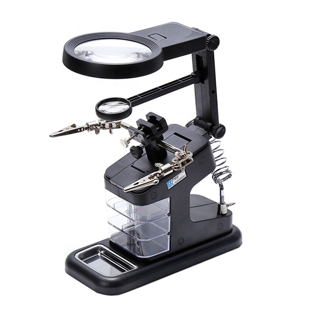 Welding Magnifying Glass LED Light Auxiliary Lens Loupe Desktop Magnifier Desk Lamp Welding Magnifier for Mobile Phone