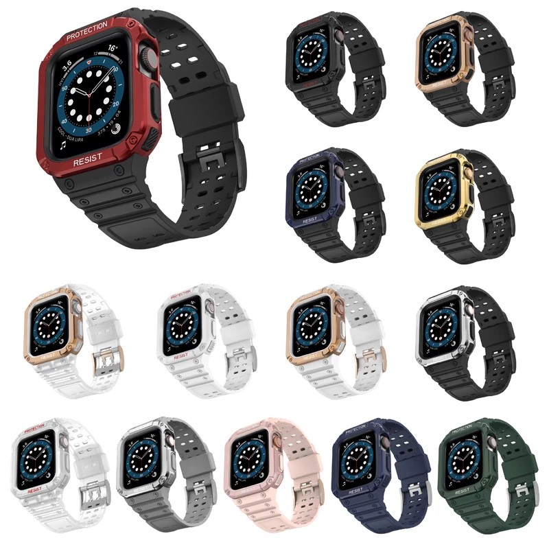 Case + Strap for Apple Watch Band 44mm 40mm 38mm 42mm Silicone smart Watch Korea Bracelet iWatch Series 7 SE 6 5 4 3 45mm 41mm