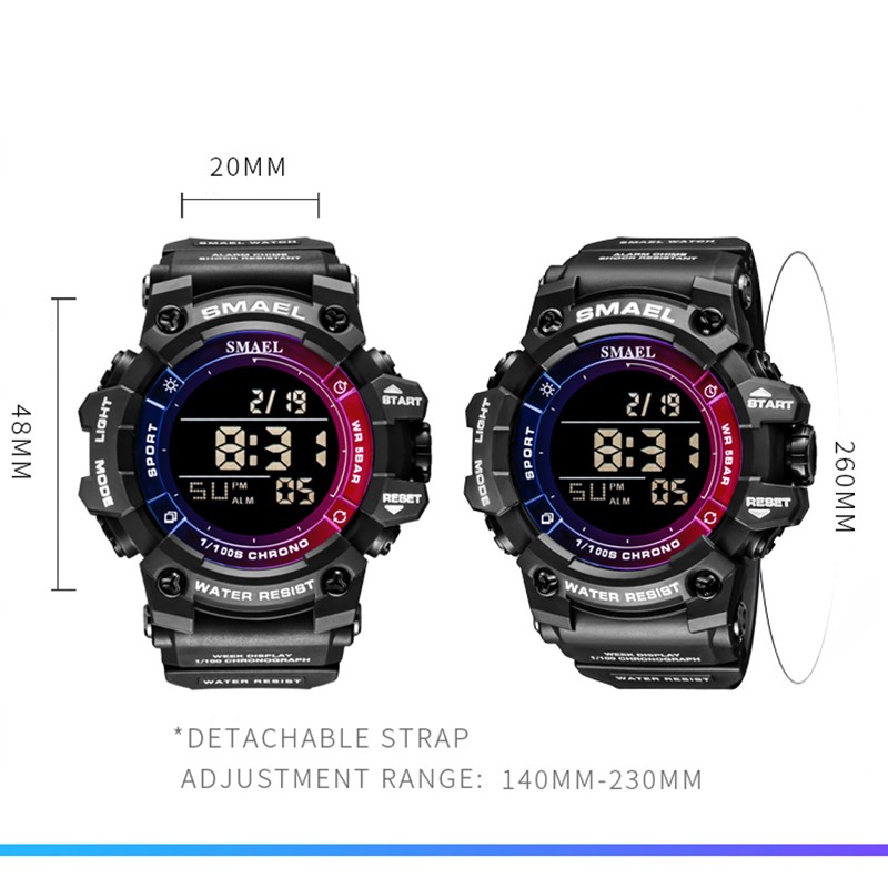 Sports Digital Watches 50M Waterproof Military SMAEL Watch Luminous Alarm Clock Led Big Dial Men's Watches 8046 Men's Wrist Watch