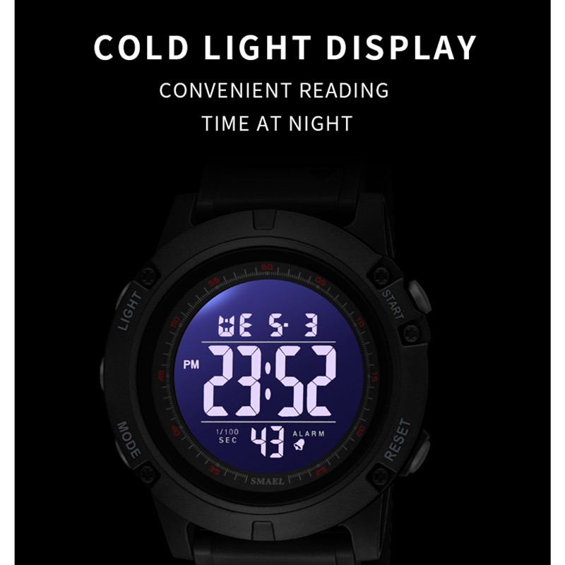 Digital Sports Watches Men 50M Waterproof LED Backlight Stopwatch Alarm Clock Auto Date Wristwatches 1902 Sports Military Watch