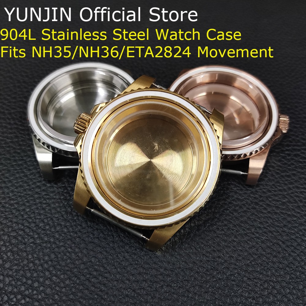 40mm NH35 NH36 Case Sapphire Glass 904L Stainless Steel Watch Bezel Adjustment Fits NH35/NH36/ETA2824 Movement