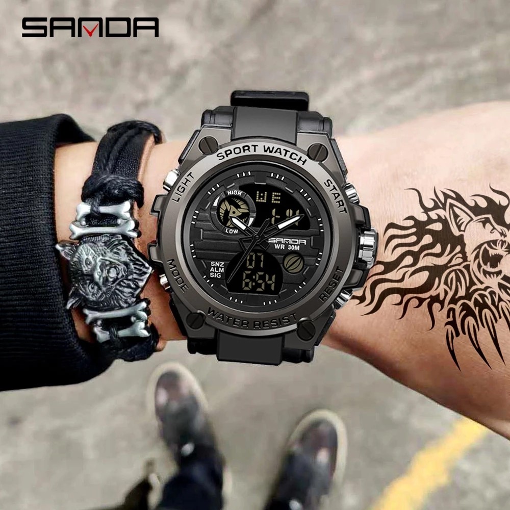 SANDA Relogio Masculino Sports Watches Men Luxury Brand Military Quartz Watch Men Waterproof S Shock Male Clock