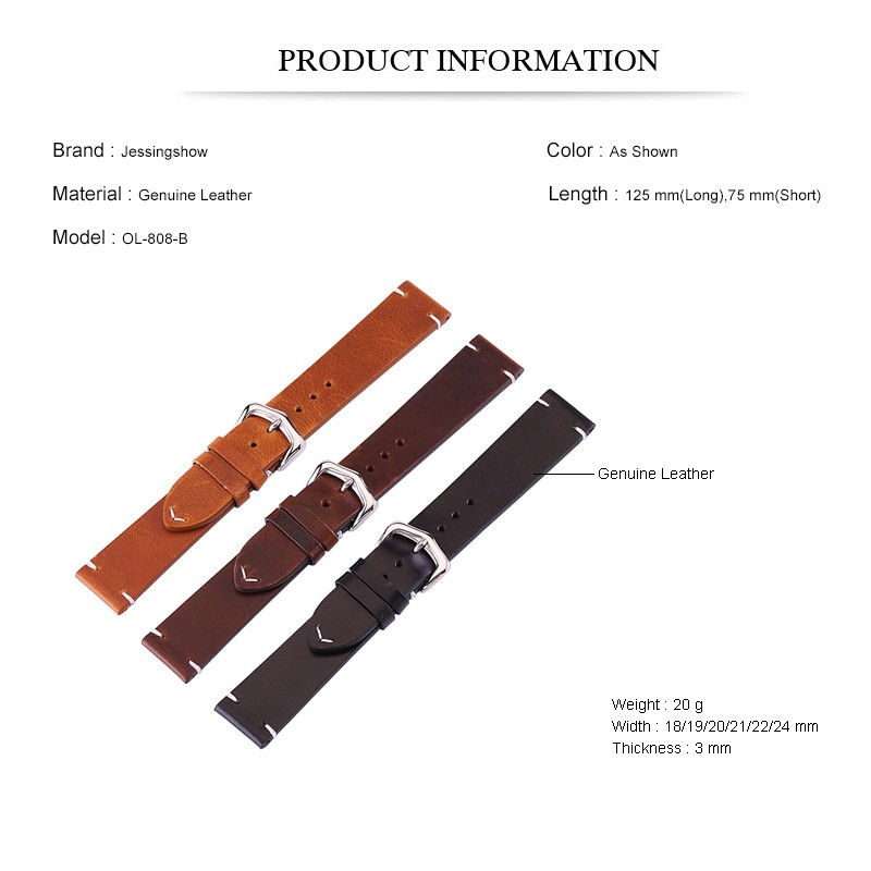 Genuine Leather Watchbands 18/19/20/21/22/24mm Watch Band Strap Steel Pin Buckle High Quality Business Wrist Strap Bracelet