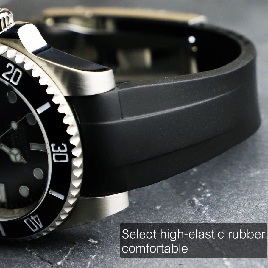 Rubber strap for Submariner 116610 GMT, 20mm, curved tip, men's watch, ghost water, Oysterflex, crown