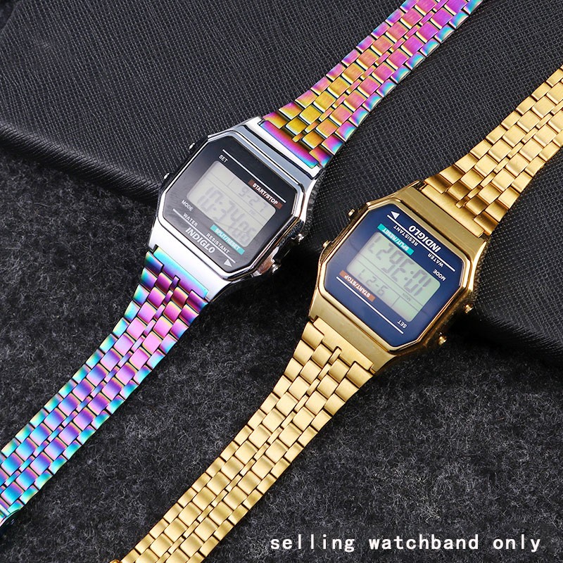 fine steel watchband for casio steel wristband a158/a159/a168/a169/b650/aq230/700 small gold chain watch 18mm wristband