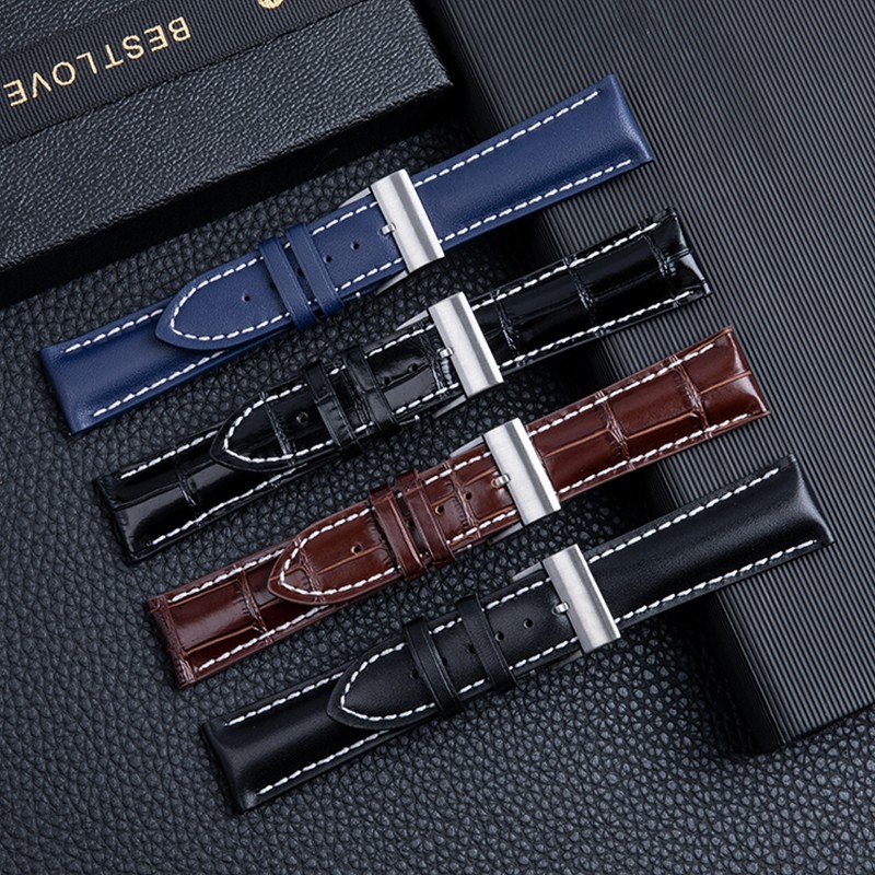 22mm 24mm for Breitling Strap Italy Genuine Cow Leather Watch Band Premier B01 Bentley Avenger Navitime 316L Pin Buckle Logo