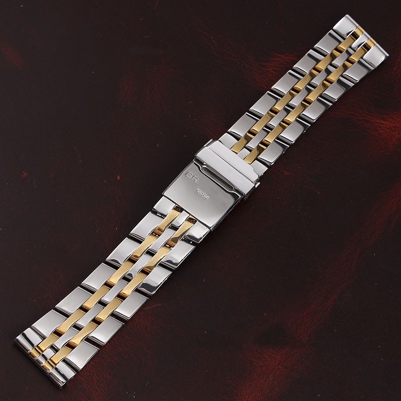 18 20mm 22mm High Quality Stainless Watchband for Breitling Watch Strap Silver Gold Men Bracelet Push Button Hidden Clasp