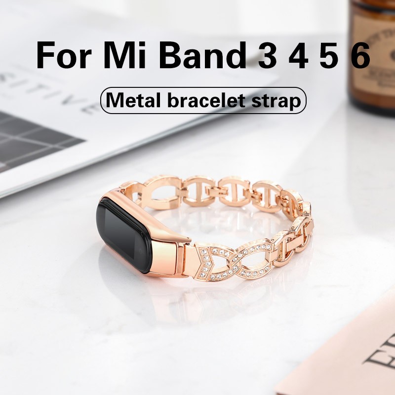 Metal For Xiaomi Mi Band 5 4 3 6 Wristbands Bracelet Global Version For Mi Band 6 4 Bracelet For Amazfit Band 5 Stainless Steel Woman