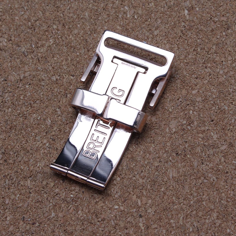 20mm BRE Folding Buckle Suitable for Breitling Clasp Avenger Chain Leather or Rubber Nylon Watchband Logo Silver Black