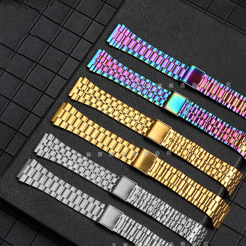 Luxury Steel Watch Band For Casio A158 / A159 / A168 /A169/B650 /AQ230/ 700 Classic Die Small Square Silver 18mm