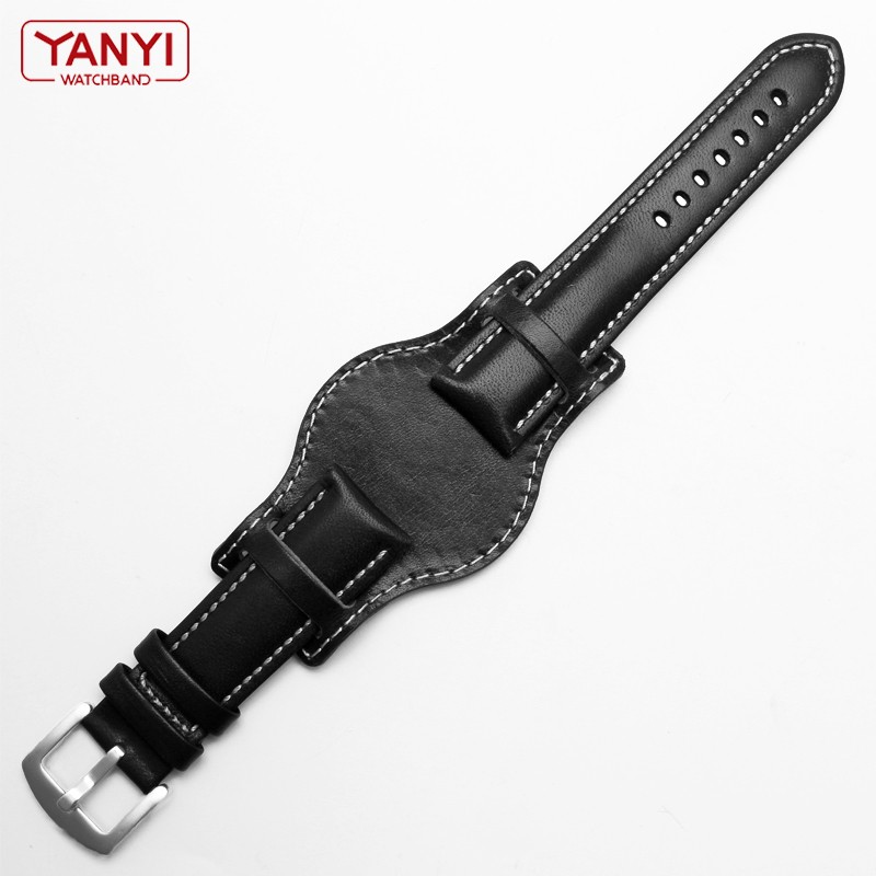 Genuine Leather Bracelet 18mm 20mm 21mm 22mm Watch Strap Man Watchband With Mat Wrist Band Handmade Leather Bracelet