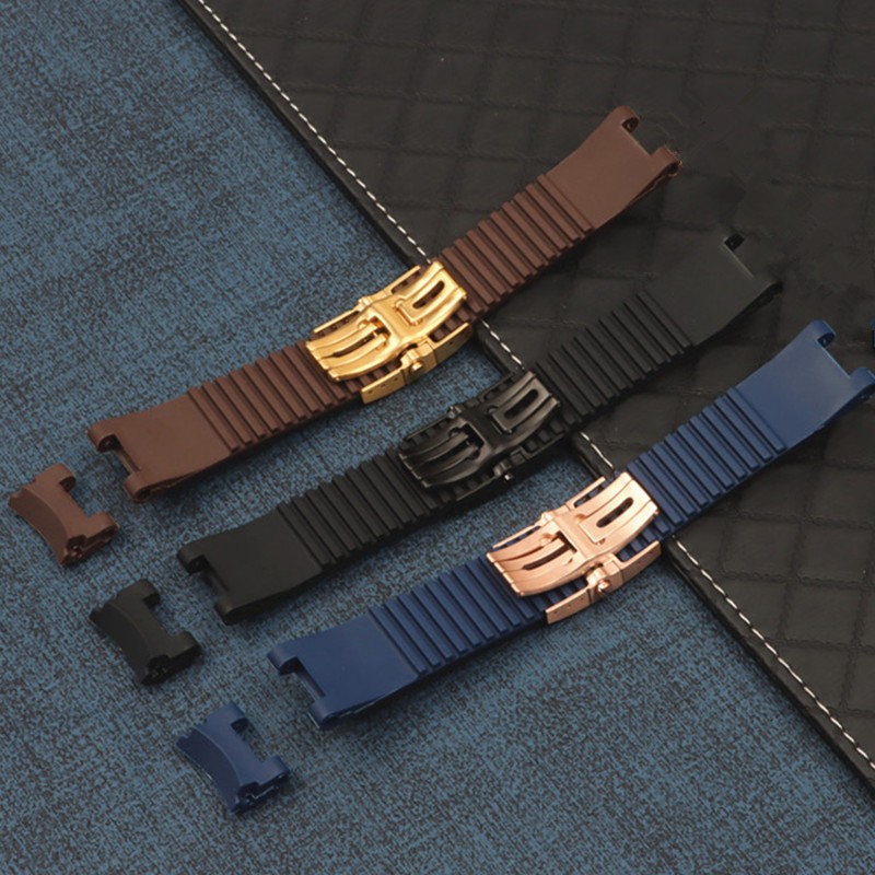 22x20mm Diver & Marine Waterproof Silicone Rubber Watchband Wrist Watch Band Belt for Ulysse Nardin Strap Art Tools Flat