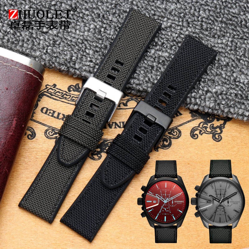 For Diesel Dz4500 Dz4506 DZ7420 DZ4318 Canvas Silicone Watch Strap Men's Officer Series 24 26 28mm Accessories Nylon Watchband