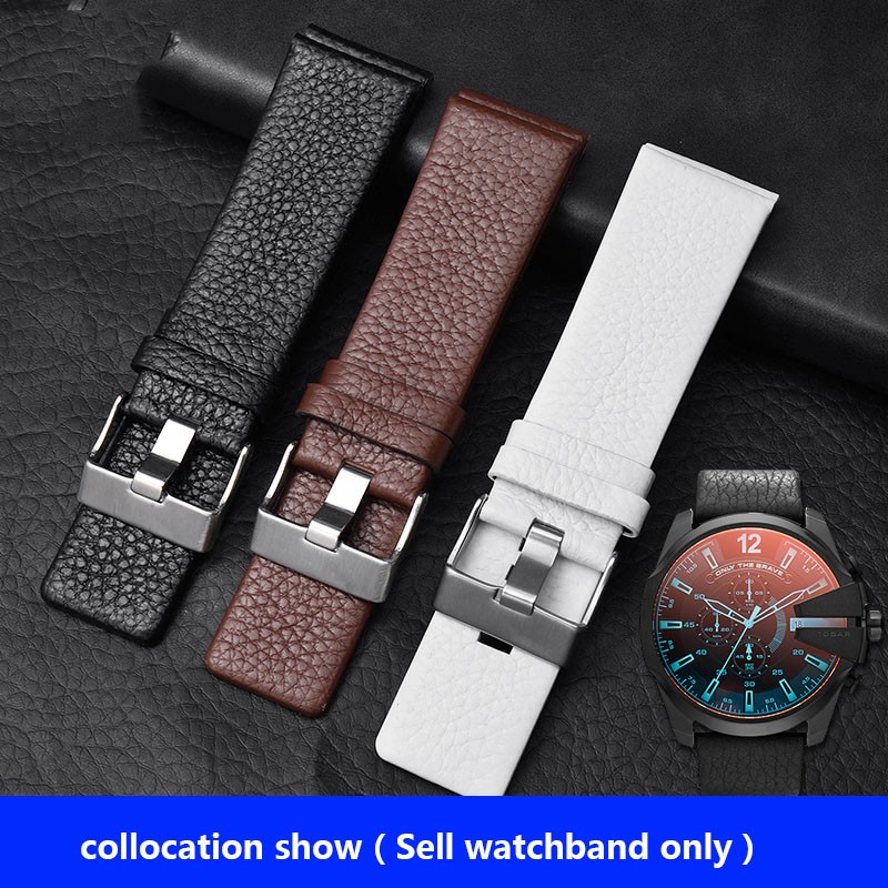 Genuine Leather Watchband for Diesel DZ7256 DZ4344 DZ1657 DZ12 Watch Band Litchi Grain 22 24 26 27 28 30 32 34mm Strap Bracelet