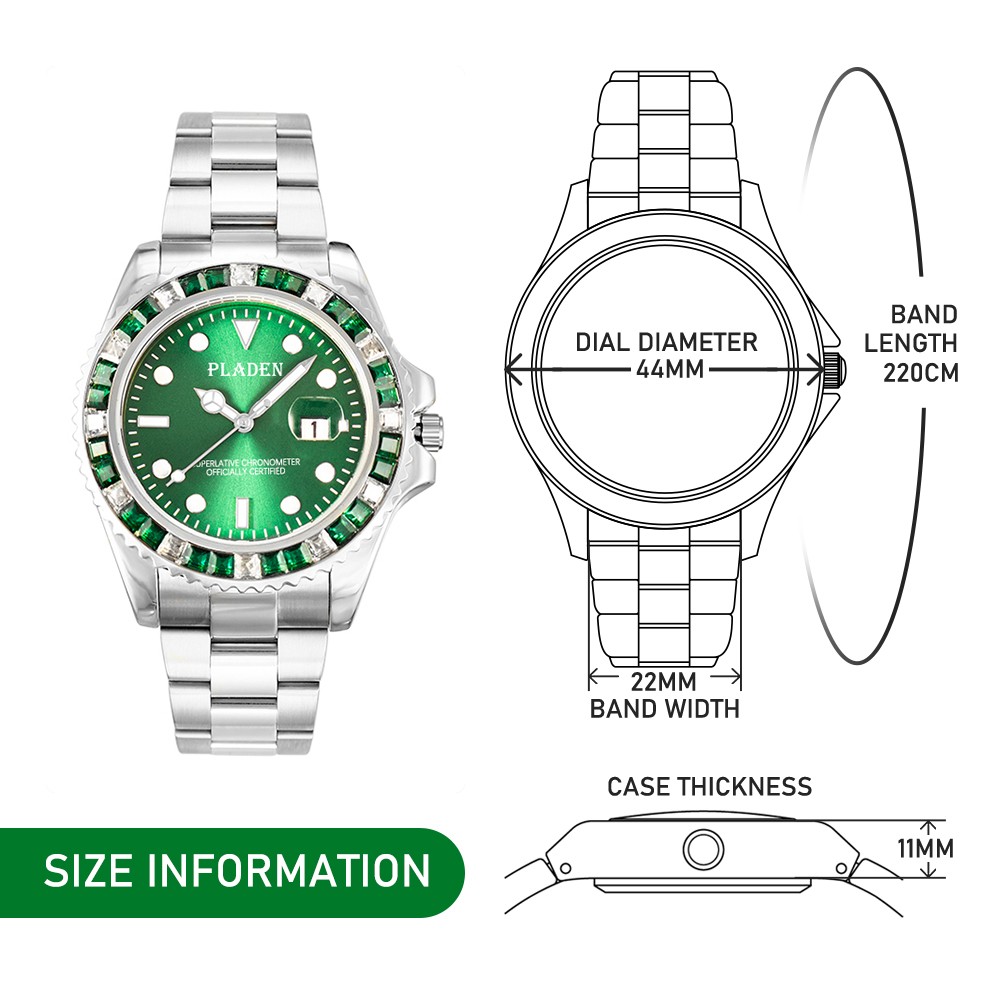 Luxury Bladen Men's Watches Fashion Green Diamond Bezel Sapphire Glass Wristwatch Automatic Date Diving AAA Watches Dropshipping