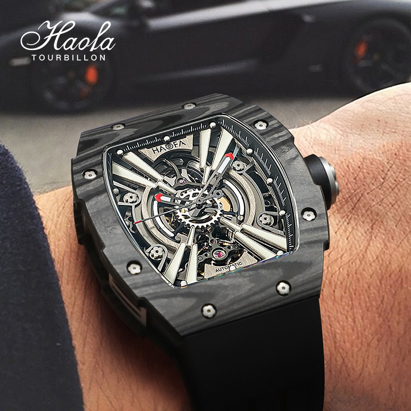 Haofa luxury automatic men's watch skeleton mechanical self-wind luminous movement men's watch 80H power reserve 1906