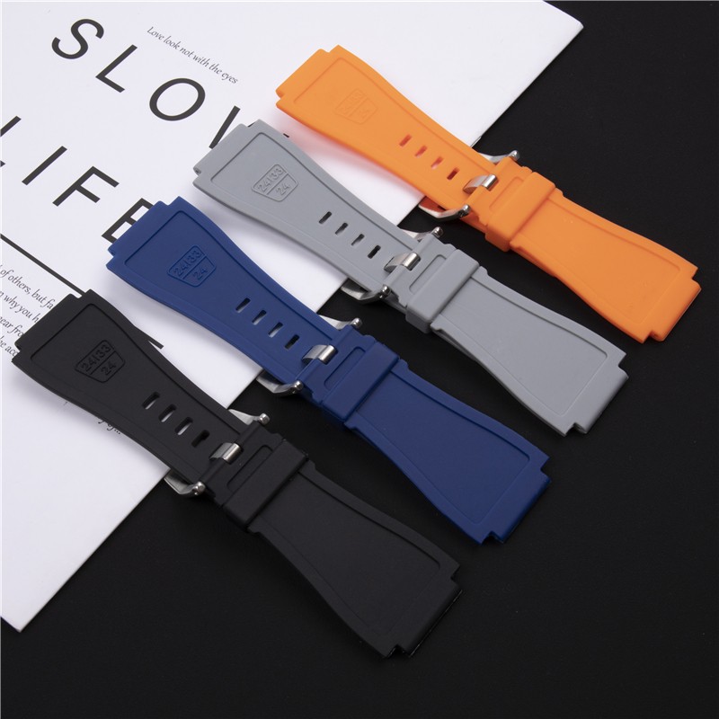 Top Quality 33mm*24mm Silicone Rubber Watchband for Bell & Ross Watch Strap for BR01 BR03 Series Bracelet Strap Pin Buckle Logo