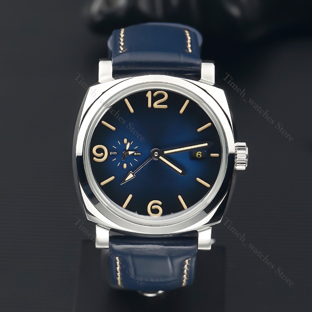 2022 BRAND NEW Pre-owned GMT Steel 41mm Blue Alligator Leather Strap  Automatic Watch Men's Mechanical Reloj Hombre