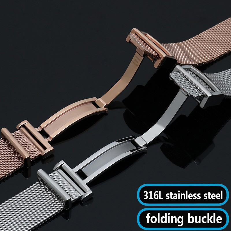 Watch Accessories Folding Clasp 20mm 22mm Milanese Stainless Steel Mesh Watch Band Best For IWC Portofino Family Chain Strap