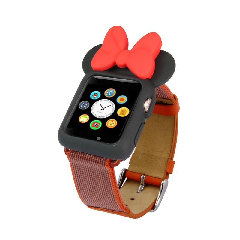 Half Pack Stereo Mini Ears Soft PU Anti-fall Frame For Apple Watch 6/SE/5/4/3/2/1 Cover for iwatch