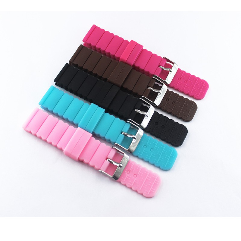 Silicone strap 20mm flat pin buckle watch accessories for kids ladies color strap