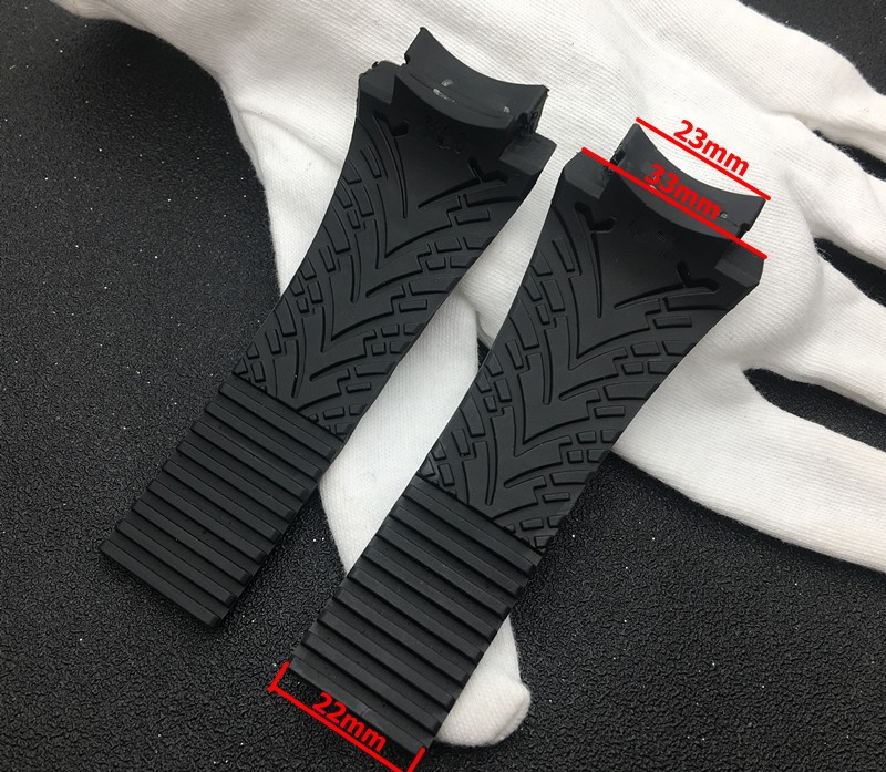 Top Quality 23x33mm Watchband Soft Silicone Rubber PU Strap For Porsche Strap Design Blue Black Brown Watch Band 6620 Free Tools