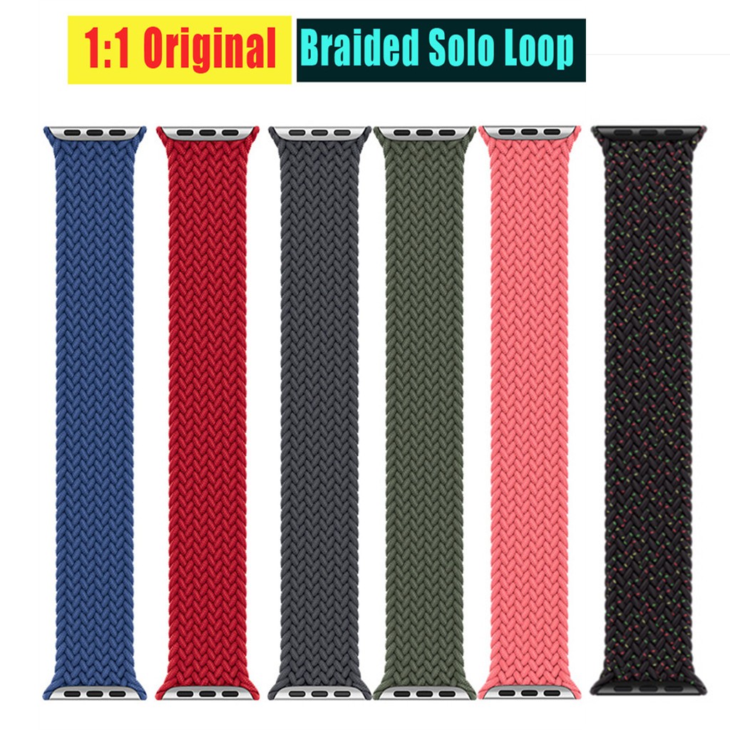 Braided Solo Loop For Apple Watch Band 45mm 41mm 44mm 40mm 42mm 38mm Nylon Bracelet iWatch Series 3 4 5 SE 6 7 1:1 Official