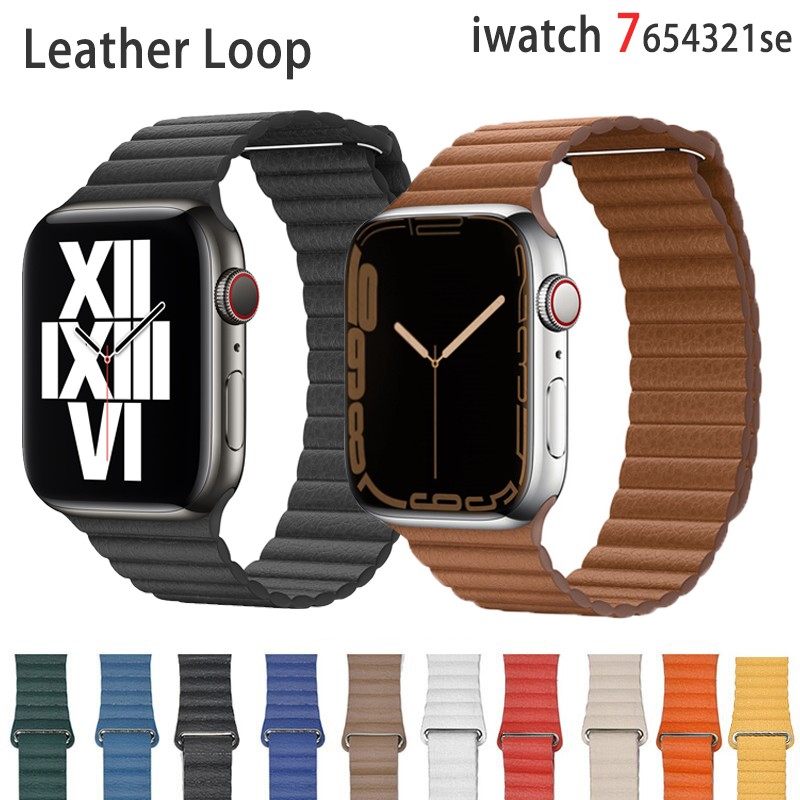 Link Leather Strap for Apple Watch Band 44mm 45mm 40mm 38 42 1:1 Original Magnetic Loop Bracelet iWatch seires 6 4 SE 7 41 band