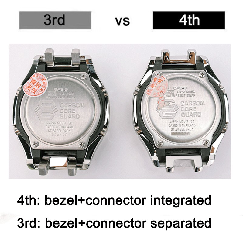 جديد 4th Gen GA2100 مجددة 316 سوار الفولاذ المقاوم للصدأ الحافة الفلور المطاط حزام الساعات GA-2100/2110 حزام الساعات مع المسمار