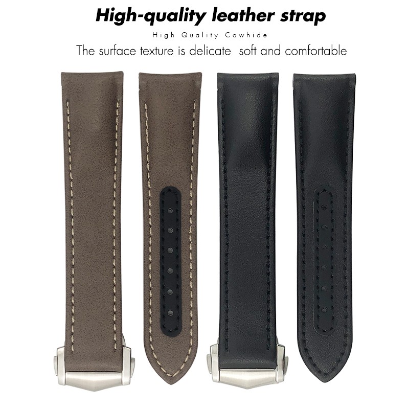 Curved End Real Cow Leather Watchband 20mm 19mm 21mm Fit For Omega Aqua Terra AT150 Seamaster Diver 300M Soft Watch Strap