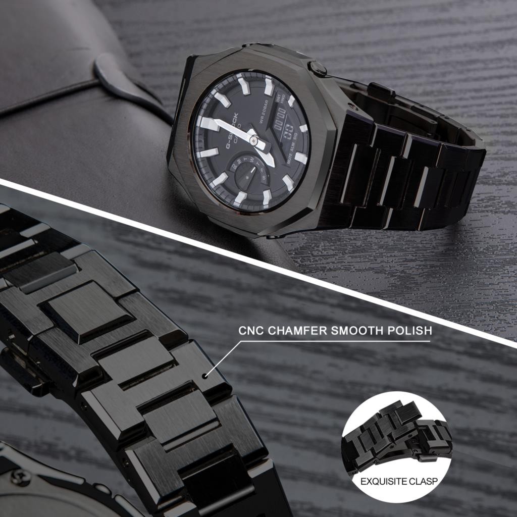 GA2100 New Model Home Oak All Metal Bezel Strap Simple Style in One Watch Bands for G-SHOCK GA2100/2110 Accessories