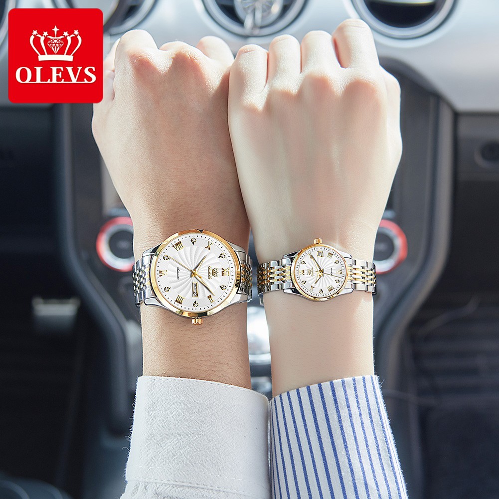 OLEVS Fashion Luxury Brand Automatic Mechanical Watch Lovers Watches Stainless Steel Waterproof Pair Ladies Watches relogio masculino