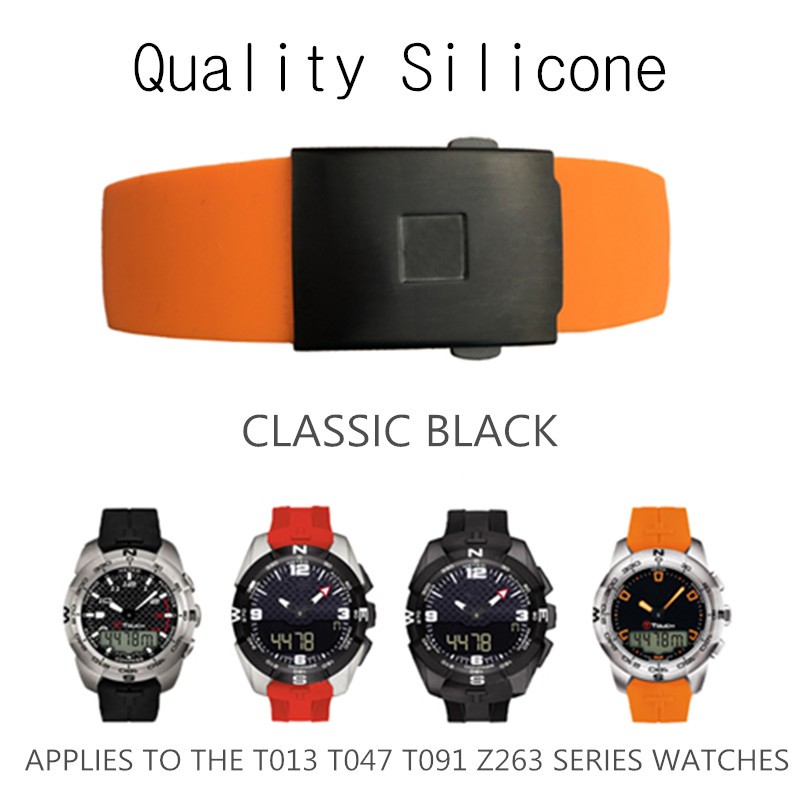 Silicone Watchband 20mm 21mm Sport For Tissot Touch T013 T047 Rubber Strap T-Sport Watchband Waterproof T013420A T047420A T33