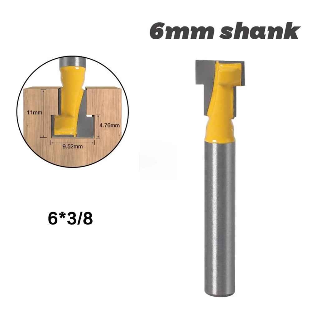 6mm 1/4 Inch Shank T-Slot Cutter Router Bit Set Master Hole Bit Hex Bolt T Slot Milling Wood Cutting Machine Woodworking Tool