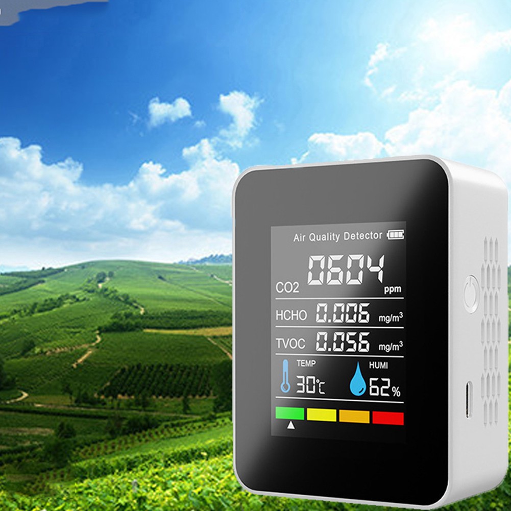 5 in 1 CO2 Air Detector Carbon Dioxide Detector Agricultural Production Greenhouse CO2 Monitor Analysis White Gas Detector