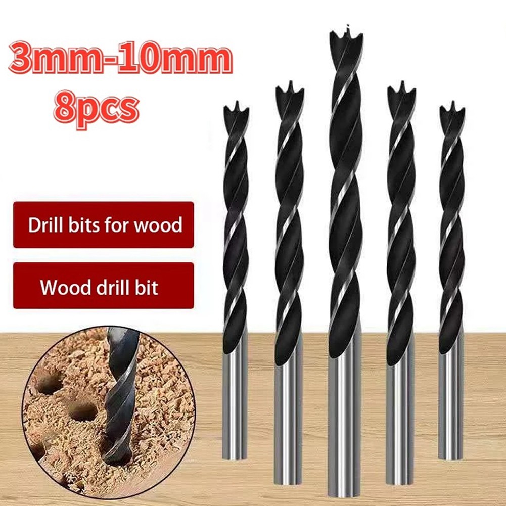 8pcs/set Wood Drill Bit Set 3mm-10mm Drill Bits Kit for Woodworking Wood Tools Screw Drill Bit High Carbon Steel