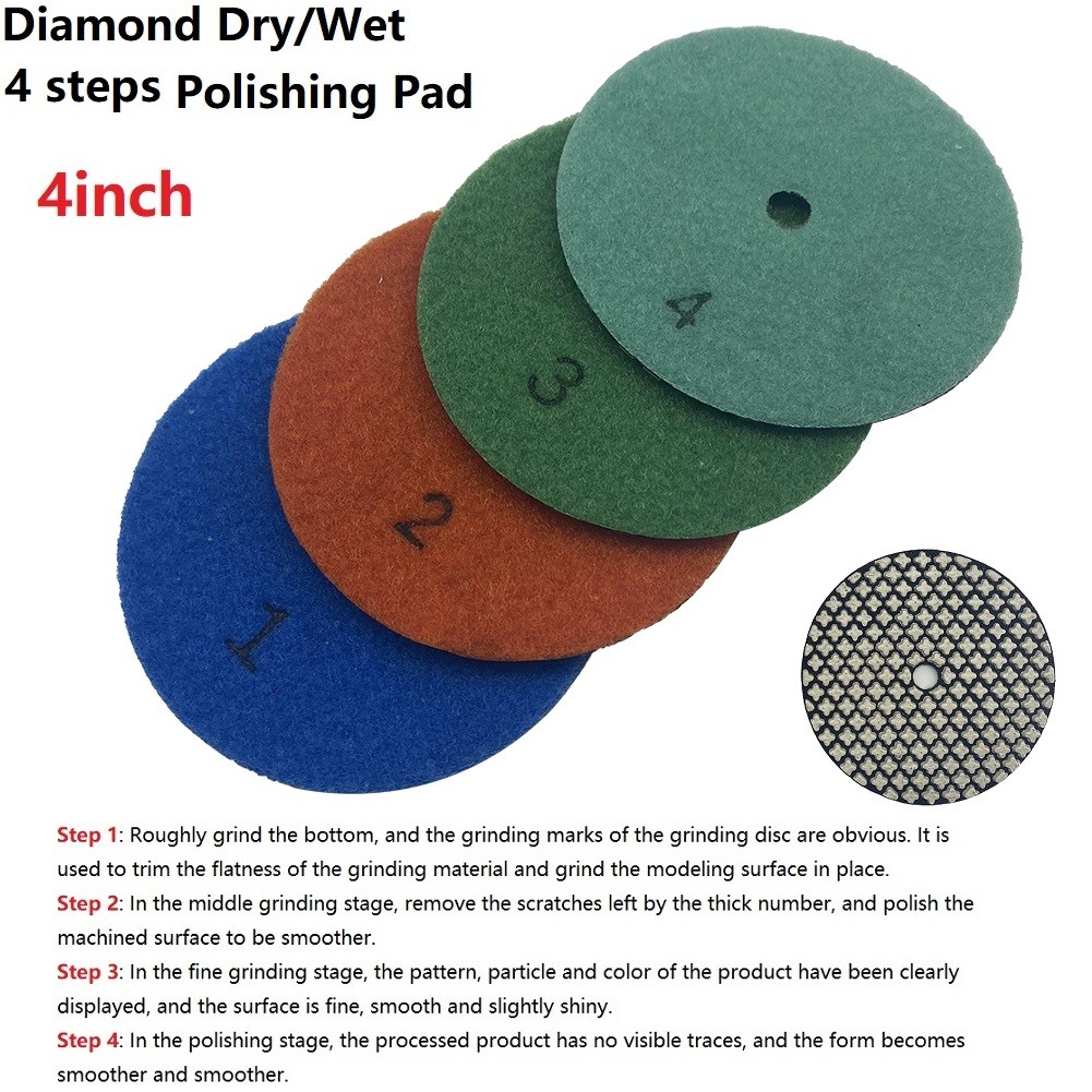 1/7pcs diamond polishing pads kit 4 inch 100mm wet/dry for granite stone concrete marble polishing use grinding discs set