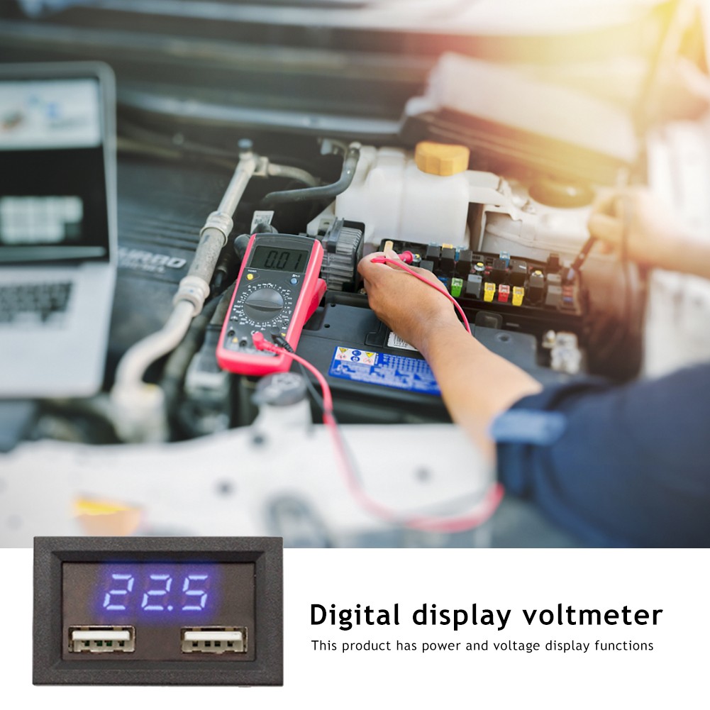 تيار مستمر 5V2A الفولتميتر مقياس التيار الكهربائي الأزرق الأحمر المزدوج LED عرض أمبير المزدوج الرقمية فولت متر مقياس 8-40 فولت الفولتميتر الجهد متر